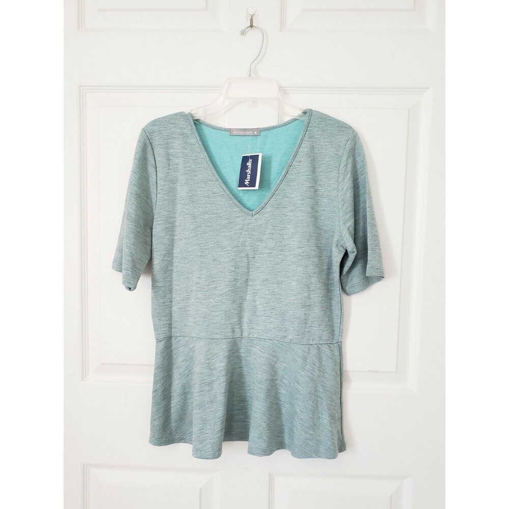 Olivia Moon Peplum Top Size Medium Gray Top Pre Owned Women Top